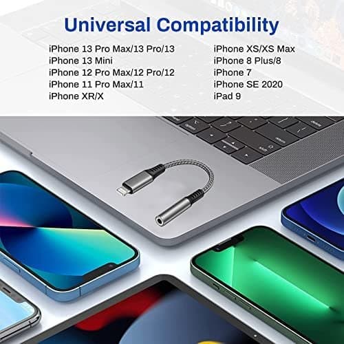 [2 sztuki] Kabel przejściowy na gniazdo audio 3,5 mm do iPhone’a, 14,5 cm