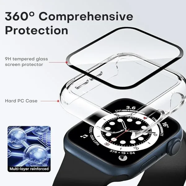 SZKŁO OBUDOWY DO APPLE WATCH 4/5/6/SE 40MM | TWARDY PRZEZROCZYSTY